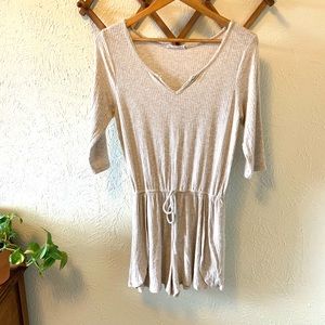 Lazy Sundays Cream Ribbed Romper Sz S